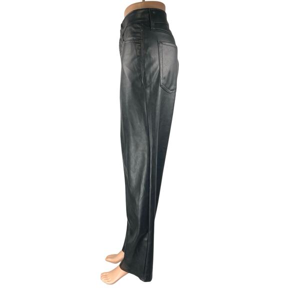 Old Navy OG Loose Women's Black Faux Leather High Rise Straight Trousers Pants 8 - Picture 2 of 5
